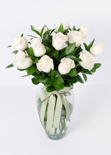 12 Rosas Premium blancas